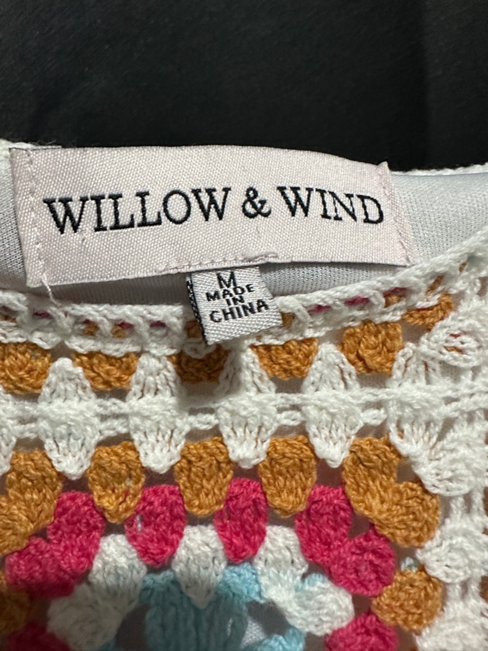 Crochet Willow & Wind Multicolor Slip Dress Size M 70s Style Festival - Picture 7 of 9
